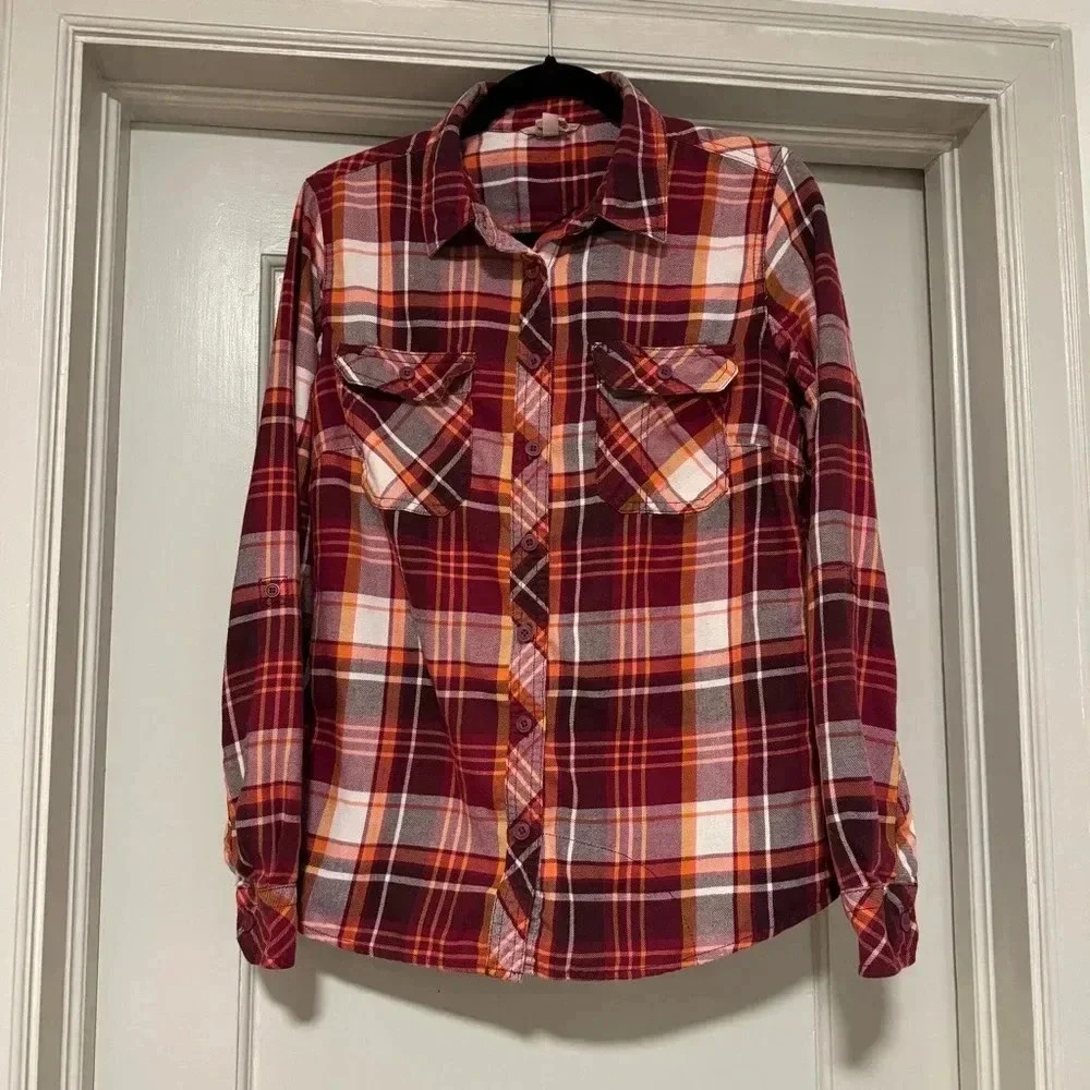 Deluth Trading Company cotton blend plaid flannel button down size M